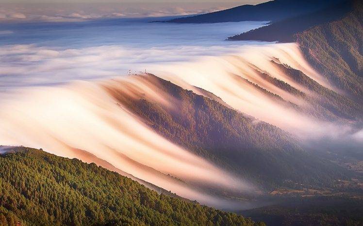 landscape, Nature, Mist, Waves, Forest, Valley, Clouds, Mountain, Morning HD Wallpaper Desktop Background