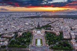 landscape, Nature, Sunset, Cityscape, Trees, Park, Clouds, Architecture, Metropolis, Sky, Urban, Building, Paris
