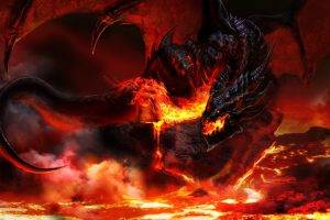dragon, Fire, Dragon Wings, Wings, Fantasy Art, World Of Warcraft, Video Games, Deathwing