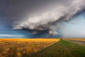 nature, Landscape, Colorado, Storm, Clouds, Grass, Road, Plains, Sky