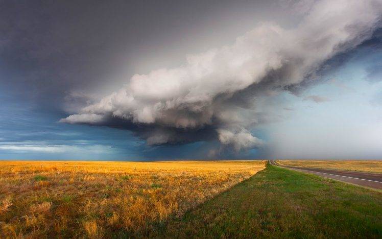 nature, Landscape, Colorado, Storm, Clouds, Grass, Road, Plains, Sky HD Wallpaper Desktop Background