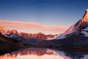 landscape, Mountain, Sunset, Snow, Lake, Multiple Display, Nature, Matterhorn