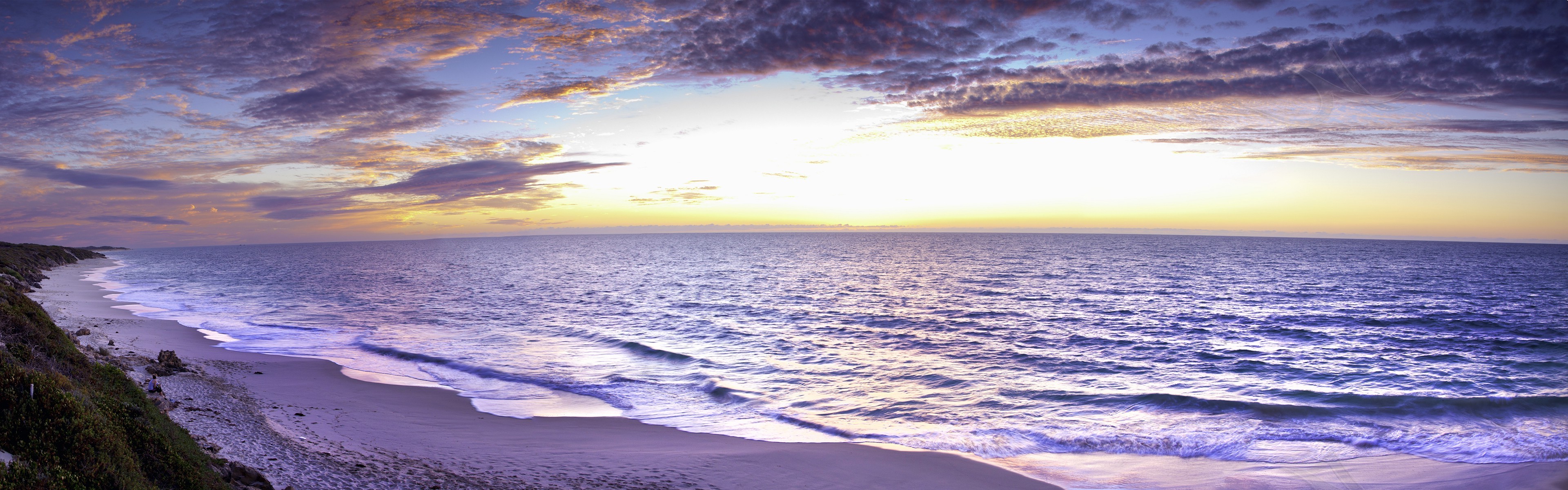 landscape, Sea, Beach, Sunrise, Australia, Multiple Display, Horizon Wallpaper