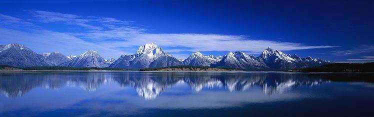 landscape, Mountain, Lake, Reflection, Multiple Display HD Wallpaper Desktop Background
