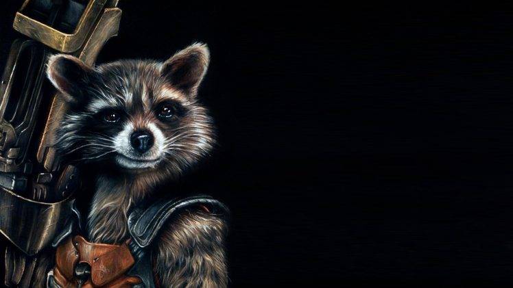 Guardians Of The Galaxy, Comics, Movies, Rocket Raccoon, Artwork, Fictional, Black Background HD Wallpaper Desktop Background