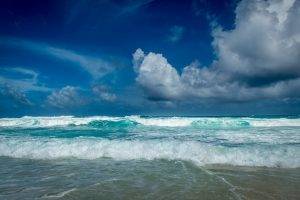 nature, Landscape, Sea, Beach, Waves, Clouds, Sky, Seychelles, Island, Tropical, Water, Blue, Summer