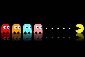 Pacman, Video Games, Simple, Colorful, Classics, Black Background