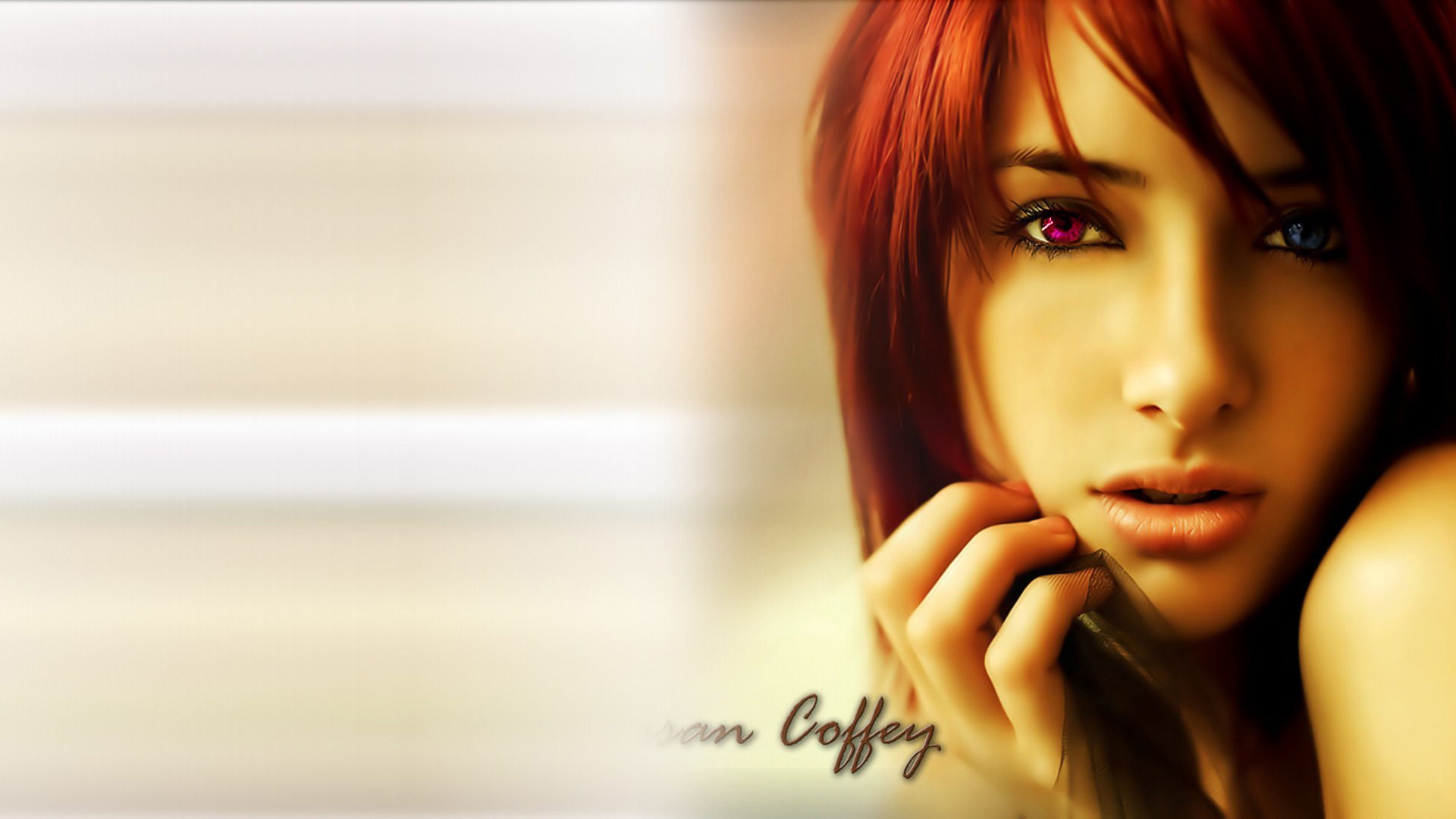 Susan Coffey, Model, CGI, Redhead, Blue Eyes, Red Eyes Wallpaper