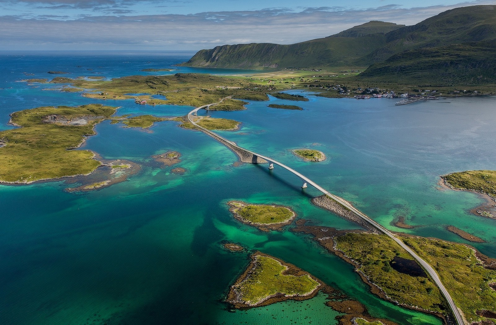 nature, Landscape, Island, Sea, Bridge, Norway, Village, Mountain, Summer, Water, Green Wallpaper