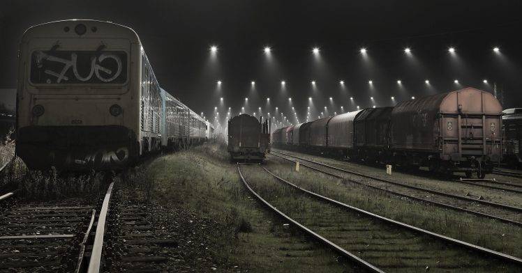 mist, Lights, Train, Railway, Landscape, Urban, Technology, Denmark, Rail Yard HD Wallpaper Desktop Background