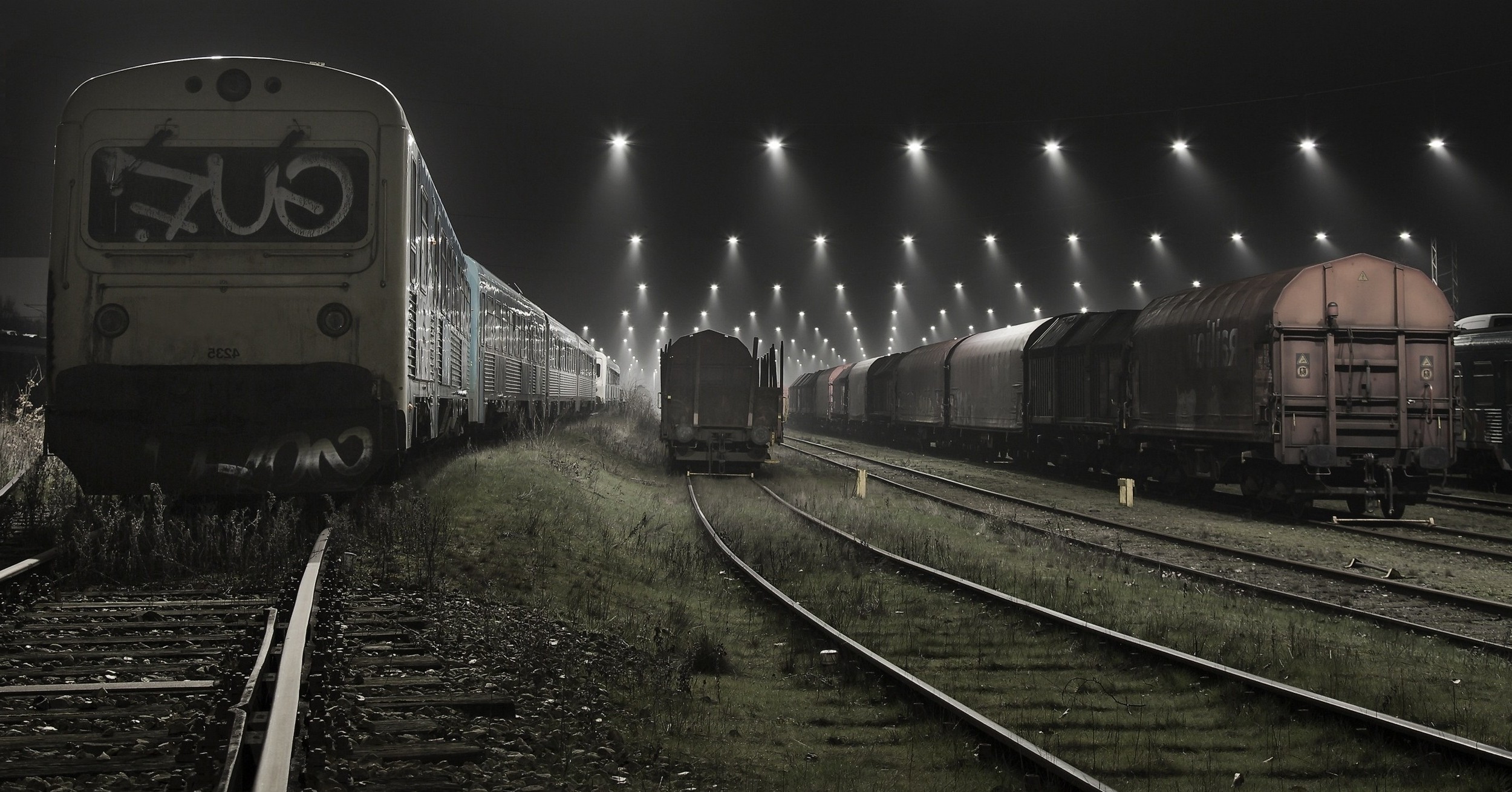 mist, Lights, Train, Railway, Landscape, Urban, Technology, Denmark, Rail Yard Wallpaper