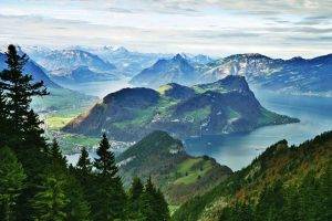 nature, Landscape, Mountain, Forest, Lake, Alps, Summer, City, Trees, Panoramas