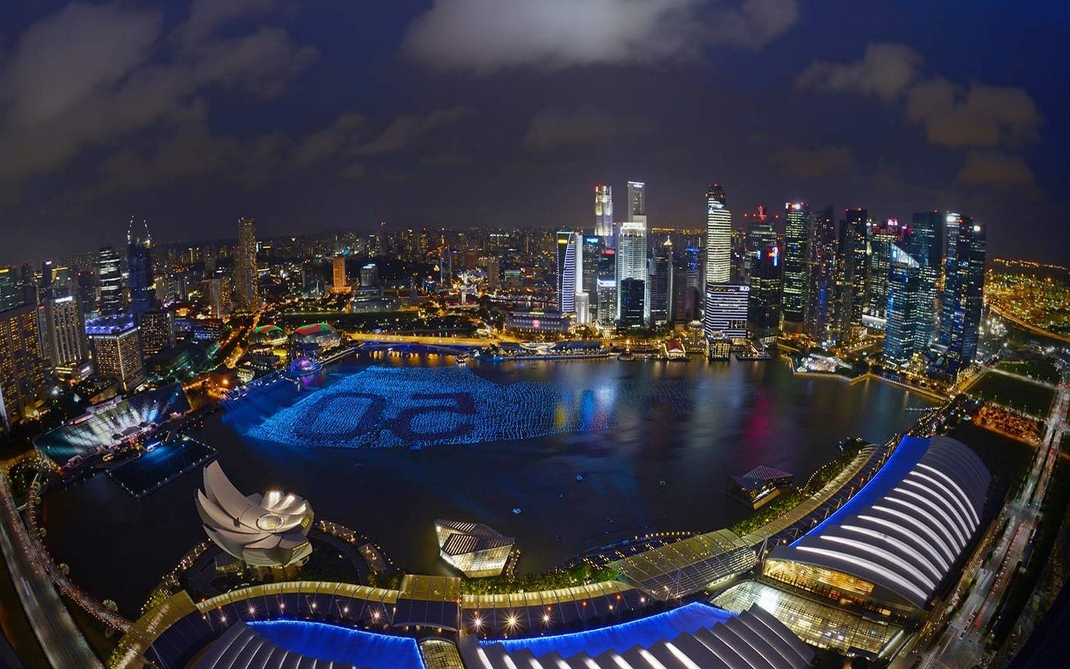 landscape, Cityscape, Architecture, Modern, Singapore, Skyscraper, Urban, Night, Clouds, Lights, Bay Wallpaper