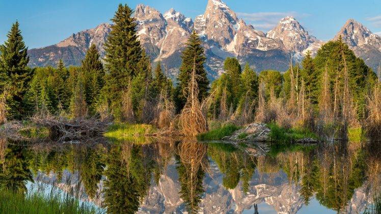 nature, Mountain, Landscape, Forest, Water, Clouds, Lake, Green HD Wallpaper Desktop Background