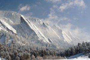 nature, Mountain, Landscape, Forest, Winter, Clouds, Boulder, Colorado, Snow