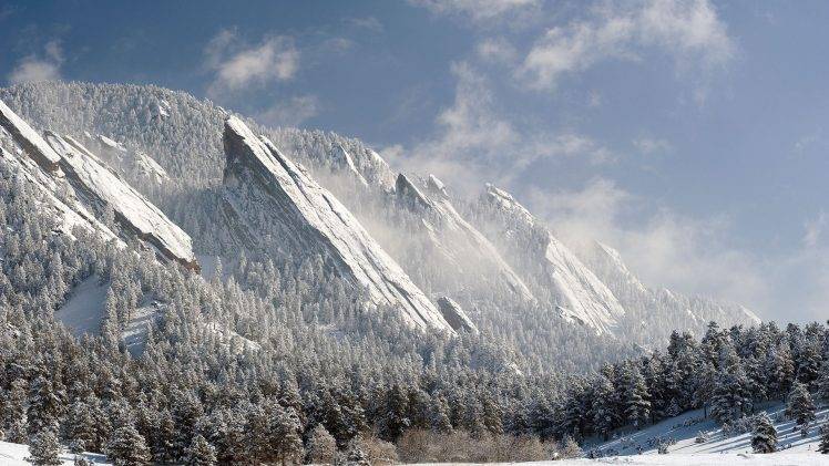 nature, Mountain, Landscape, Forest, Winter, Clouds, Boulder, Colorado, Snow HD Wallpaper Desktop Background