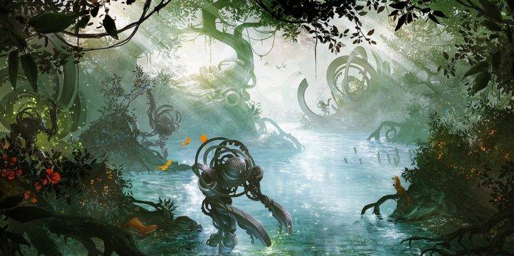 fantasy Art, River, Nature, Video Games, Animals HD Wallpaper Desktop Background