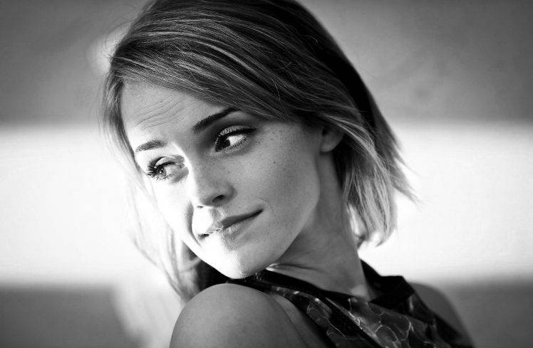 Emma Watson, Monochrome HD Wallpaper Desktop Background