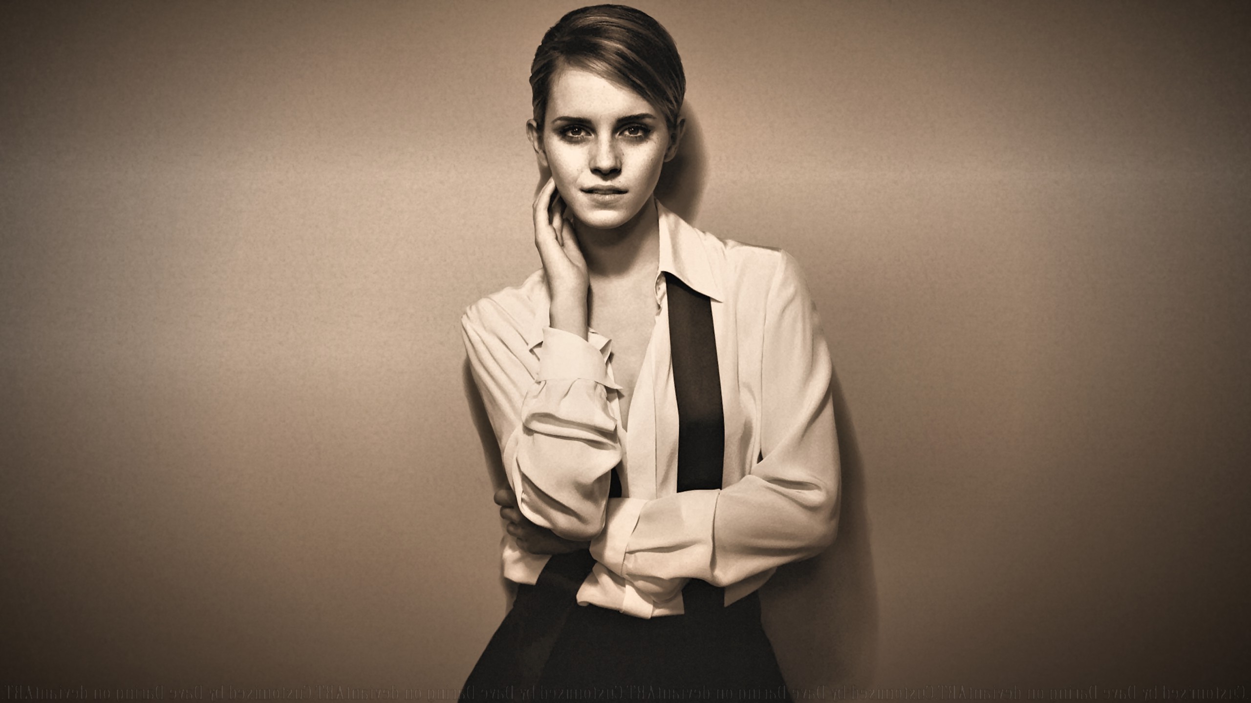 Emma Watson, Blouses, Sepia, Women, Brunette, Actress Wallpaper