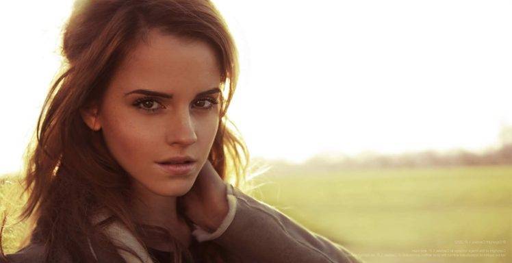 Emma Watson, Women, Actress, Brunette, Face, Women Outdoors, Brown Eyes, Depth Of Field HD Wallpaper Desktop Background