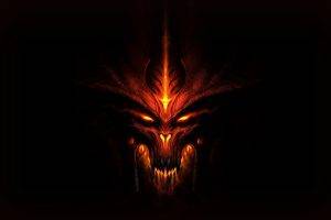 fantasy Art, Face, Eyes, Fire, Diablo III, Video Games, Simple Background, Black Background