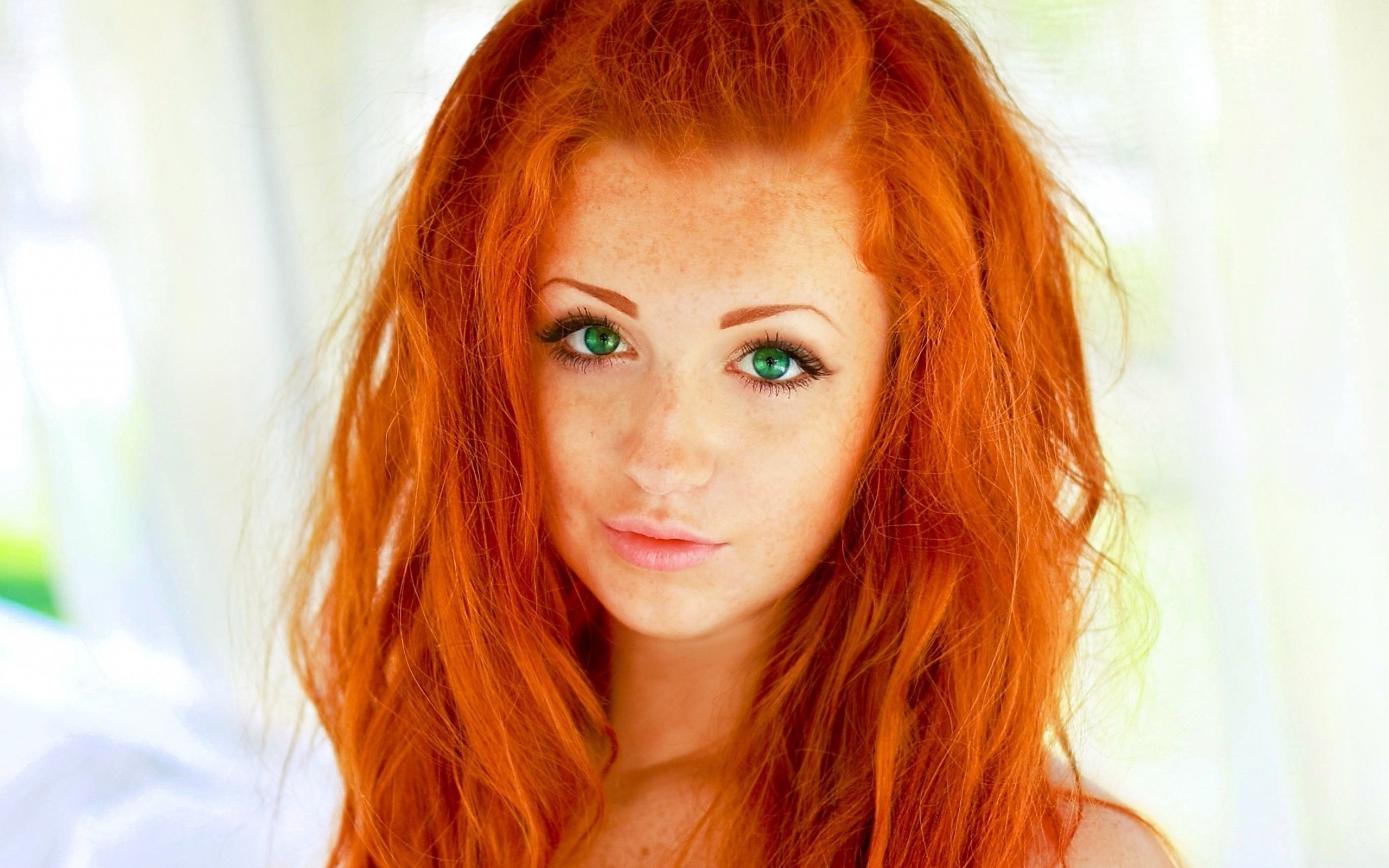 green Eyes, Women, Model, Redhead, Face, Portrait, Freckles Wallpaper