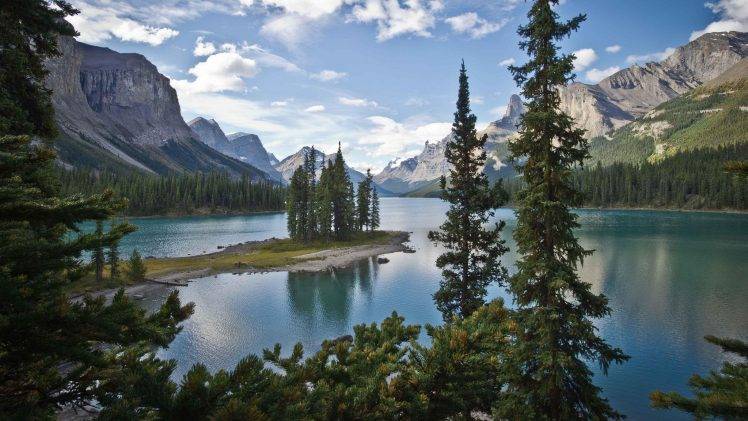 nature, Forest, Landscape, Island, Lake, Mountain, Pine Trees, Trees HD Wallpaper Desktop Background