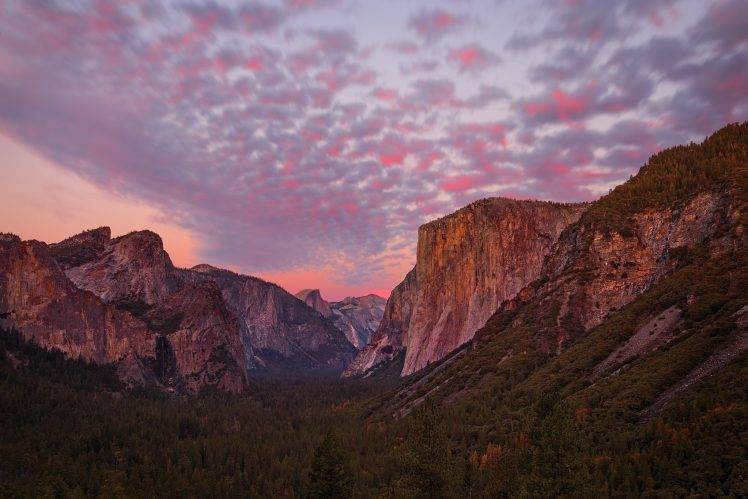 landscape, Nature, Valley, Forest, Cliff, Mountain, Sunset, Evening HD Wallpaper Desktop Background