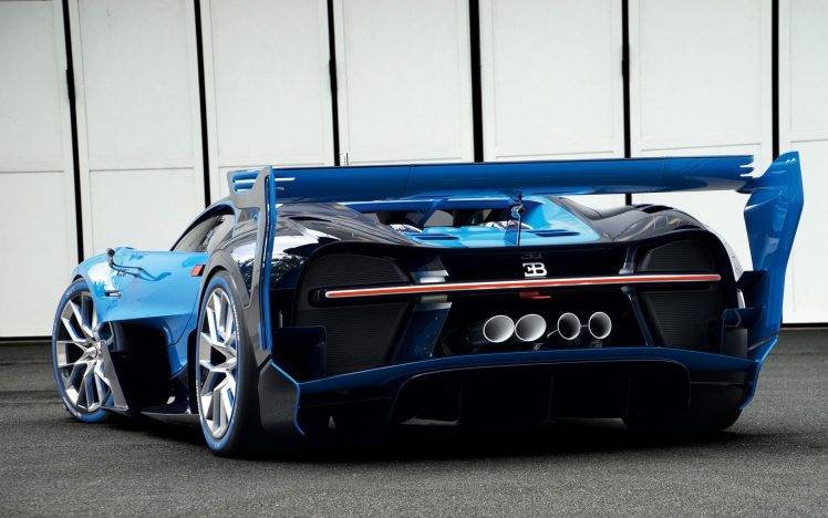 Bugatti, Bugatti Vision Gran Turismo, Car, Rear View, Blue Cars HD Wallpaper Desktop Background