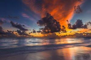 nature, Sunset, Beach, Maldives, Sea, Sky, Clouds, Landscape, Tropical, Waves, Coast