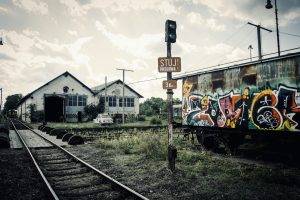 train, Train Station, Old, Old Car, Rust, Car, Rail Yard, Nature, Ground, Sky, Clouds, Pripyat, Abandoned, Railway, Ukraine, Graffiti, Muted