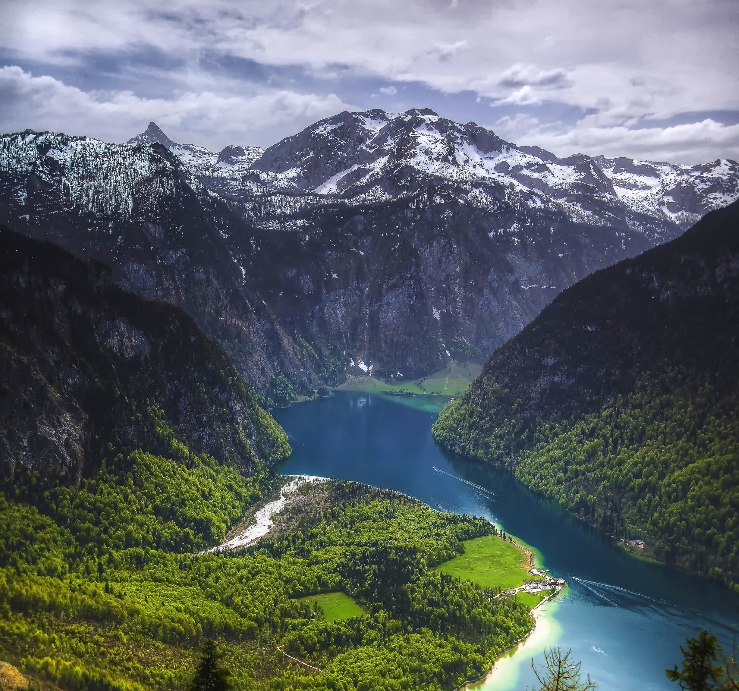 nature, Landscape, Mountain, Forest, Fjord, Clouds, Snowy Peak, Germany, Spring, Water Wallpaper