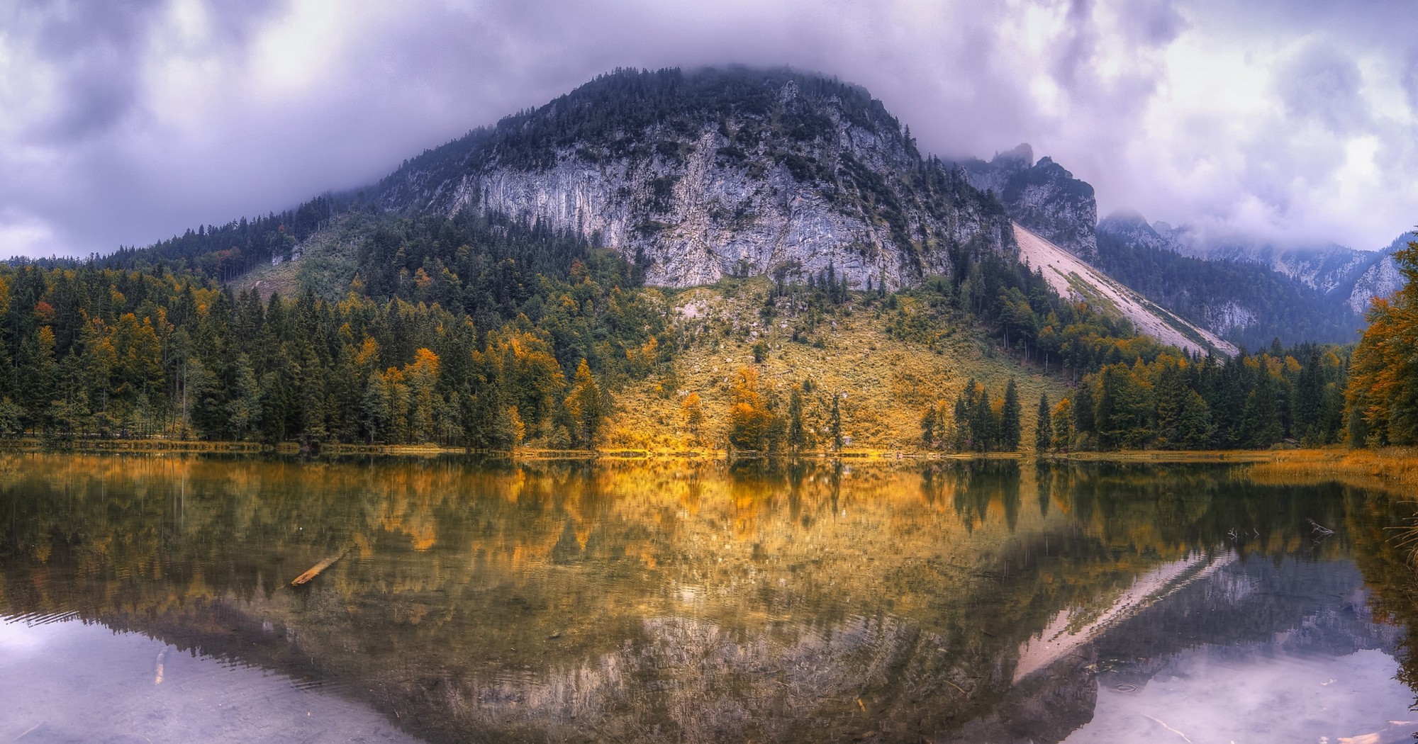 nature, Landscape, Mountain, Lake, Forest, Fall, Clouds, Water, Reflection, Trees, Calm Wallpaper