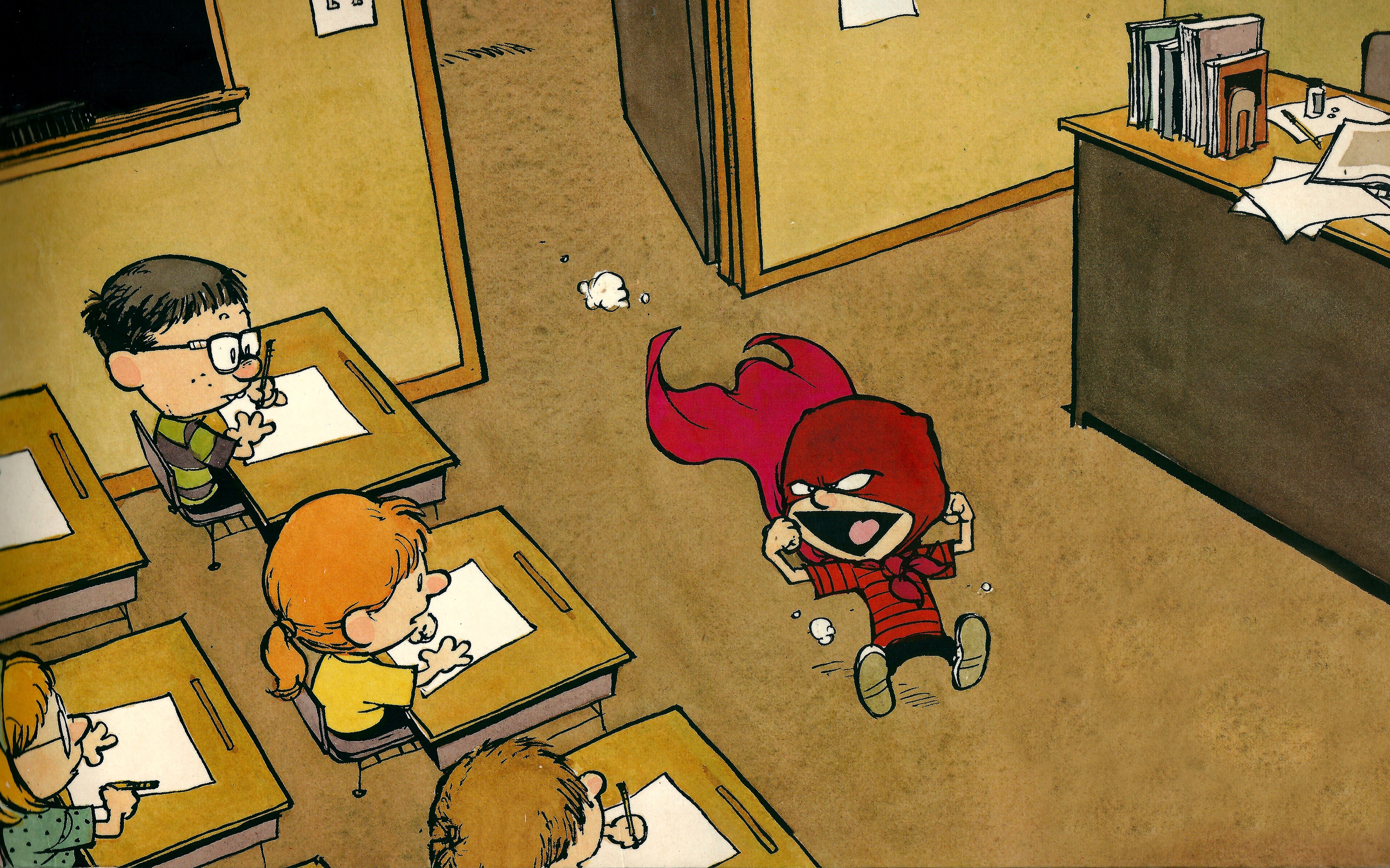 Calvin And Hobbes, Comics, Superhero, Classroom, School Wallpaper