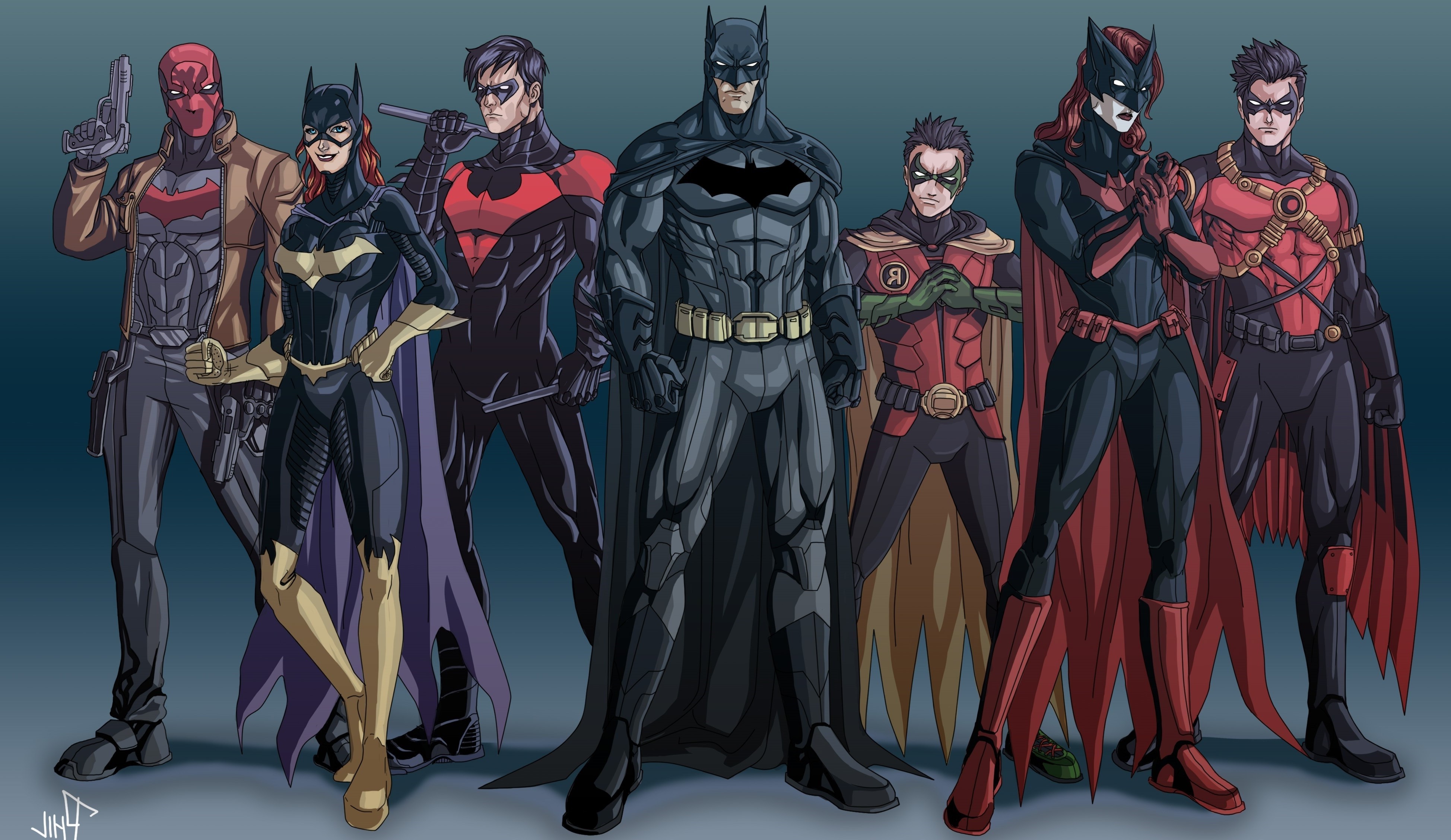 Batman, Robin (character), Nightwing, Batgirl, DC Comics, Red Robin, Batwoman, Red Hood Wallpaper