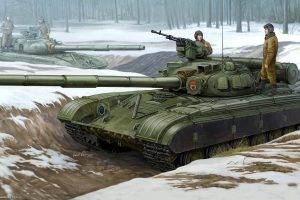 tank, Russia, Military, Winter, Snow, Forest, Artwork, T 64