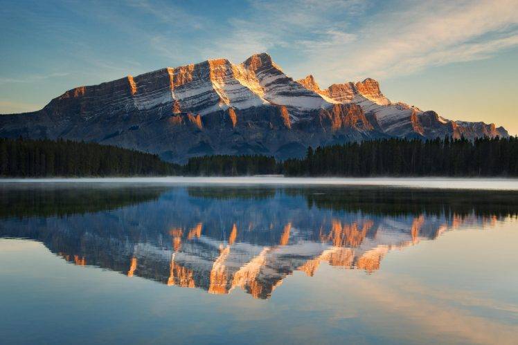 nature, Canada, Landscape, Lake, Trees, Forest, Unlight, Sunlight, Water, Calm, Reflection, Morning HD Wallpaper Desktop Background