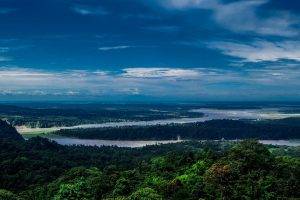 landscape, Nature, River, Forest, Bridge, Clouds, Horizon, India, Blue, Green