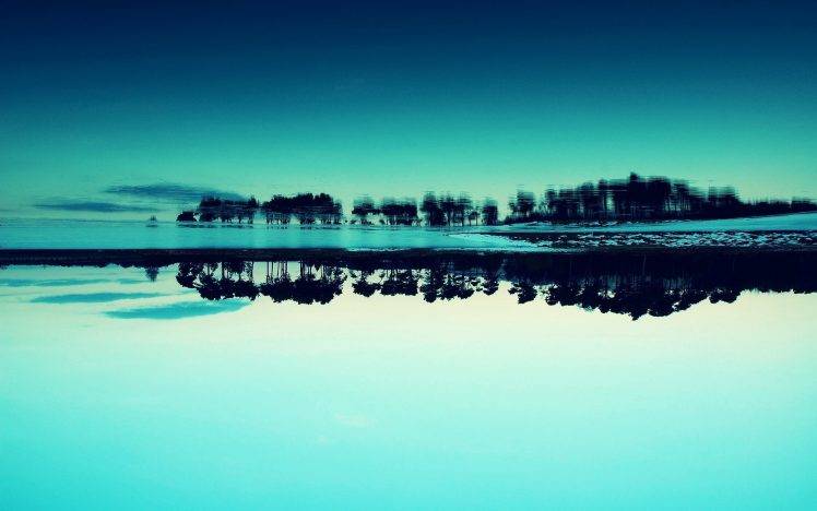 landscape, Nature, Reflection, Blue, Calm, Water, Trees, Sky HD Wallpaper Desktop Background