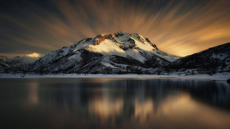 landscape, Mountain, Reflection, Snow HD Wallpaper Desktop Background