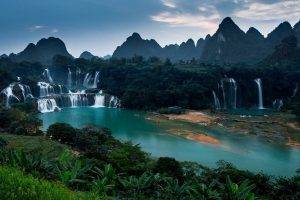 nature, Landscape, Waterfall, Mountain, River, Forest, China, Hill, Foliage, Jungles, Vietnam, Sunrise, Green