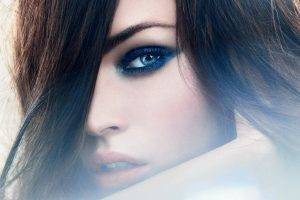 Megan Fox, Portrait, Brunette, Face, Blue Eyes