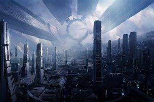 futuristic, Mass Effect, Citadel, Space, Nebula, Space Station, Cityscape, Skyscraper, Digital Art