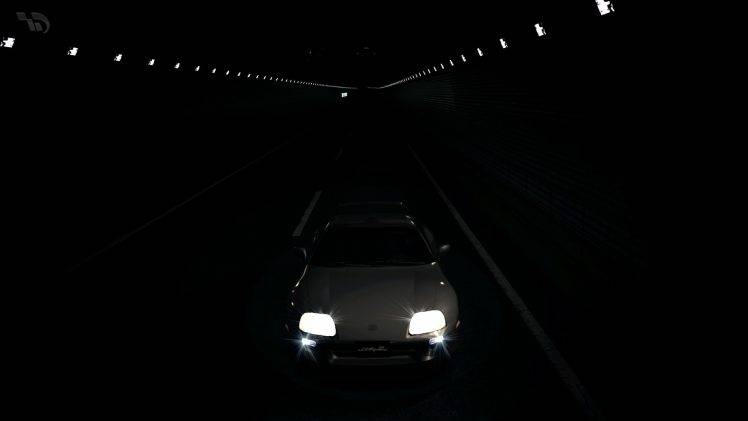 Toyota Supra, Car, Tunnel, Video Games, Gran Turismo 5, Lights HD Wallpaper Desktop Background