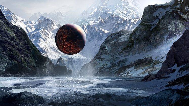 mountain, Ice, Planet, Sphere HD Wallpaper Desktop Background