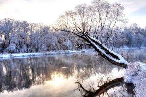 nature, Landscape, Reflection, Snow