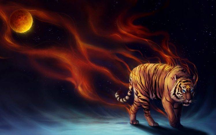 tiger, Animals, Digital Art, Abstract HD Wallpaper Desktop Background