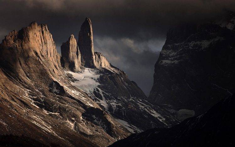 nature, Landscape, Mountain, Clouds, Dark, Summit, Chile, Sunset, Snow, Sunlight HD Wallpaper Desktop Background