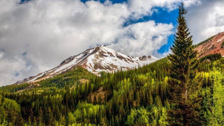 snowy Peak, Mountain, Nature, Landscape, Colorado, Forest, Clouds, Pine Trees HD Wallpaper Desktop Background