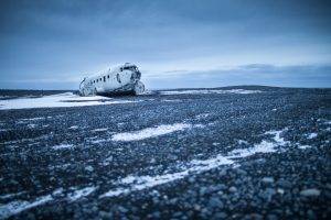 landscape, Wreck, Vehicle, Aircraft, Overcast, Snow, Abandoned